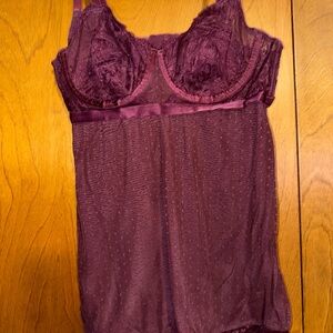 Elegant Purple Lace Underwire Babydoll Chemise